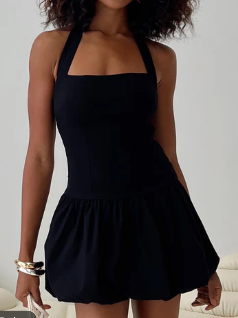 PRINCESS POLLY Halter Bubble-Hem Mini Dress
